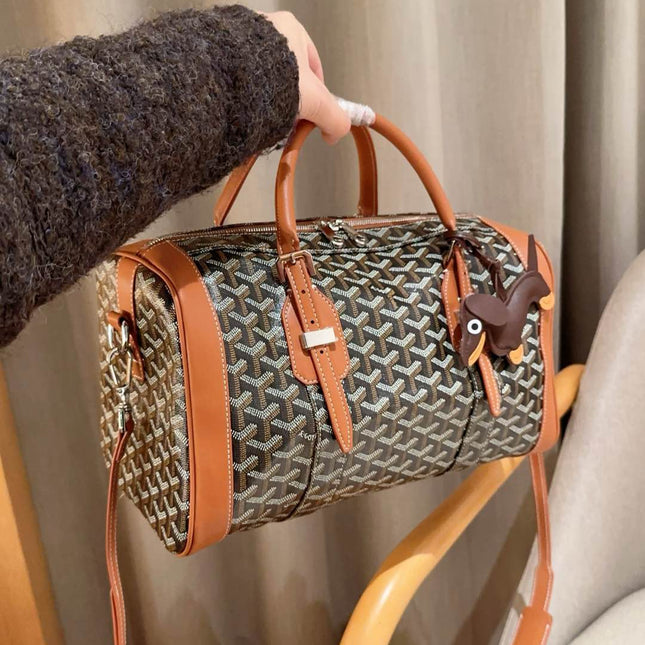 SAC HARDY PM BAG 35 IN BROWN GOYARDINE CANVAS AND TAN CALFSKIN