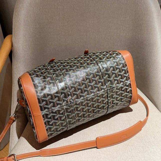 SAC HARDY PM BAG 35 IN BROWN GOYARDINE CANVAS AND TAN CALFSKIN