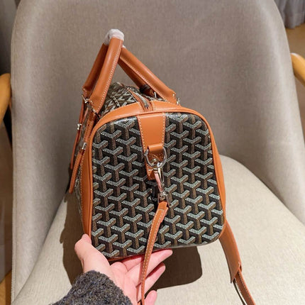 SAC HARDY PM BAG 35 IN BROWN GOYARDINE CANVAS AND TAN CALFSKIN