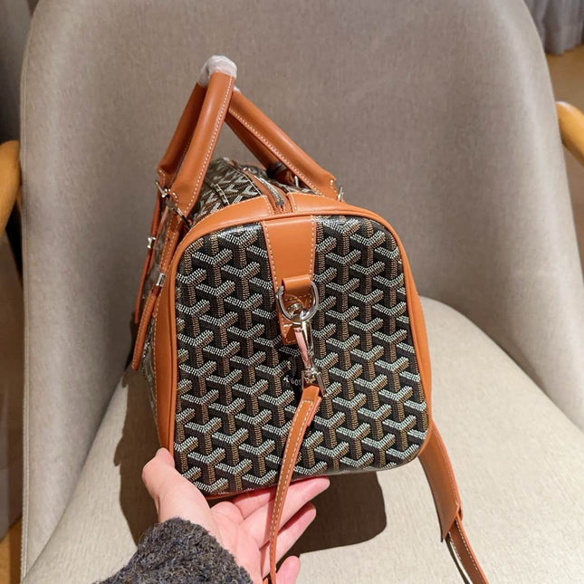 SAC HARDY PM BAG 35 IN BROWN GOYARDINE CANVAS AND TAN CALFSKIN