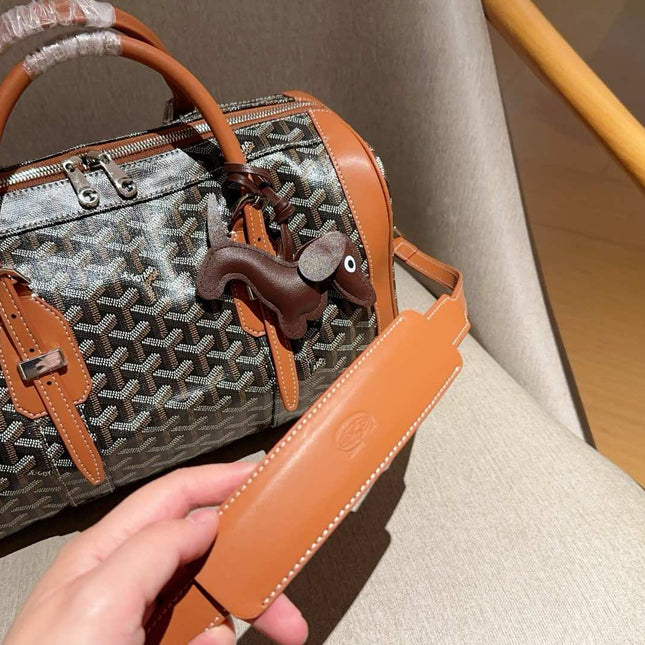 SAC HARDY PM BAG 35 IN BROWN GOYARDINE CANVAS AND TAN CALFSKIN