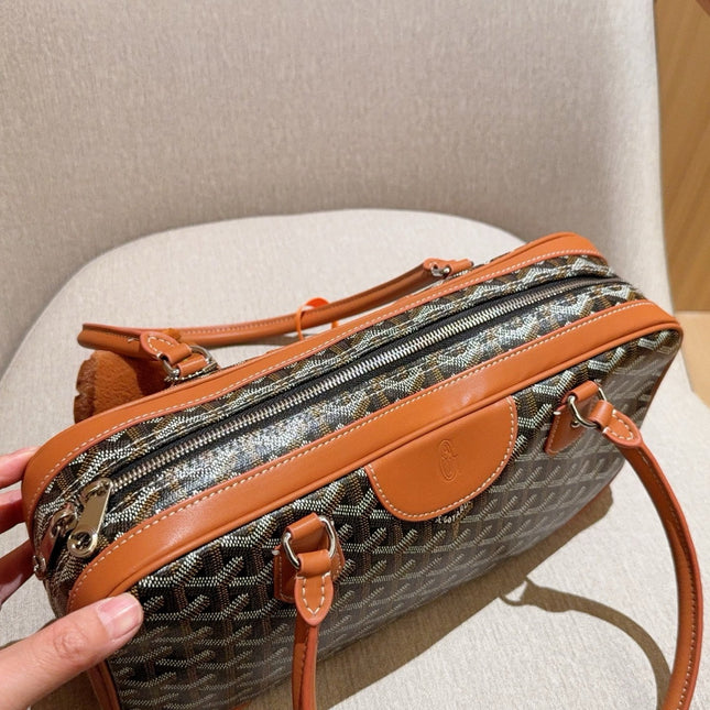 SAINT MARTIN BAG 35 IN BROWN GOYARDINE CANVAS AND CALFSKIN