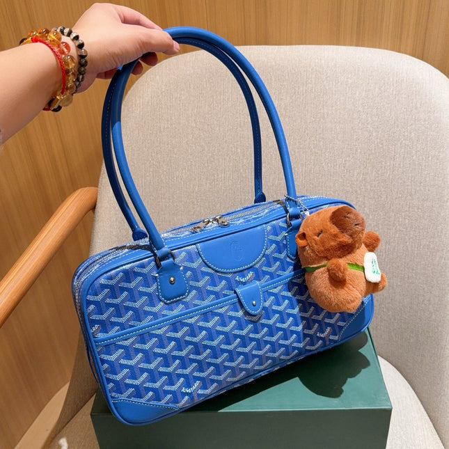 SAINT MARTIN BAG 35 IN BLUE GOYARDINE CANVAS AND CALFSKIN