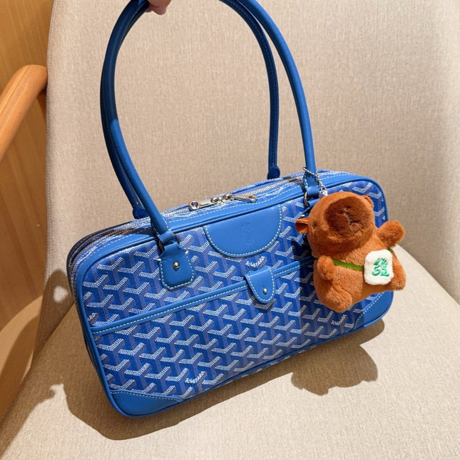 SAINT MARTIN BAG 35 IN BLUE GOYARDINE CANVAS AND CALFSKIN