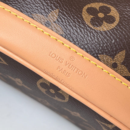 LV 25S NANO NOÉ 16 IN DARK BROWN MONOGRAM COATED CANVAS LEATHER TRIM
