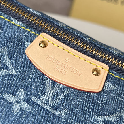 LV 25S HILLS POCHETTE 20 IN BLUE MONOGRAM DENIM CALFSKIN LEATHER STRAP
