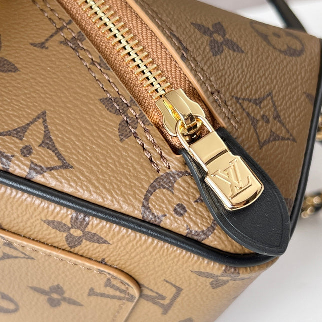 LV 25S JUST IN CASE 14 IN BROWN MONOGRAM CANVAS LEATHER TRIM BLACK