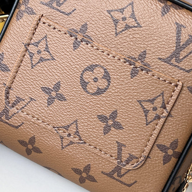 LV 25S JUST IN CASE 14 IN BROWN MONOGRAM CANVAS LEATHER TRIM BLACK