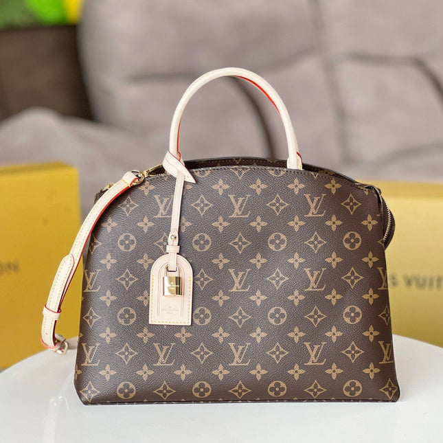 GRAND PALAIS TOTE BAG 34 IN BROWN MONOGRAM COATED CANVAS