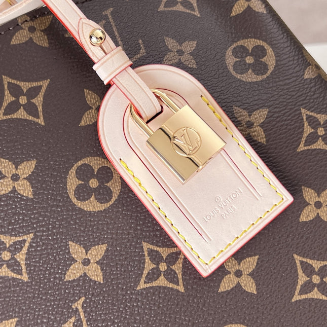 LV 25S PETIT PALAIS 29 IN BROWN MONOGRAM CANVAS AND CALFSKIN GOLD HARDWARE