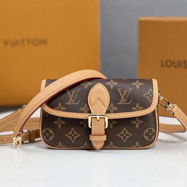 NANO DIANE 19 IN BROWN MONOGRAM CANVAS AND LEATHER TRIM