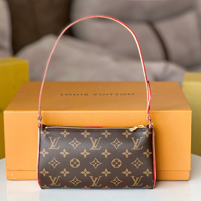 LV 25S POCHETTE TIRETTE 22 IN DARK BROWN MONOGRAM CANVAS GOLD HARDWARE