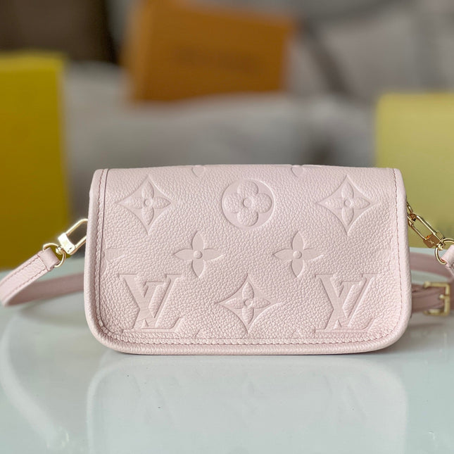 LV 25S MINI NANO DIANE 19 IN PINK MONOGRAM EMPREINTE LEATHER GOLD HARDWARE