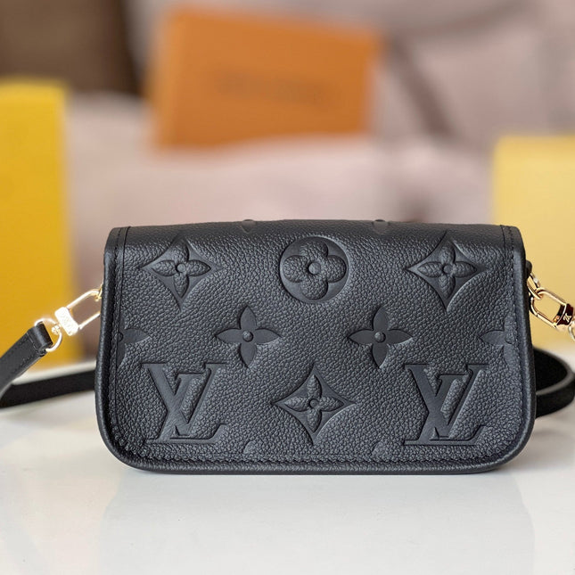 LV 25S MINI NANO DIANE 19 IN BLACK MONOGRAM EMPREINTE LEATHER GOLD HARDWARE