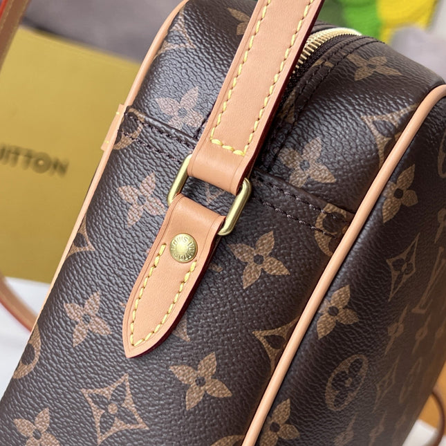 LV 25S TROCADERO MESSENGER BAG 29 IN BROWN MONOGRAM COATED CANVAS