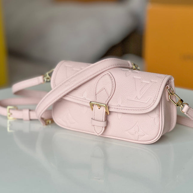 LV 25S MINI NANO DIANE 19 IN PINK MONOGRAM EMPREINTE LEATHER GOLD HARDWARE