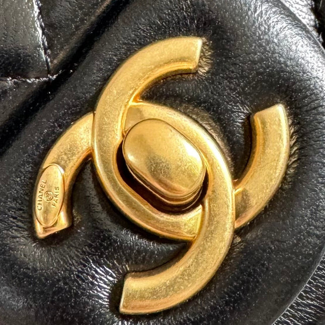 Mini Flap Bag 17cm Black Lamskin Gold Hardware