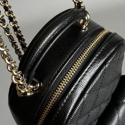 CC MINI 18 BACKPACK BLACK CAVIAR LIGHT GOLD HARDWARE