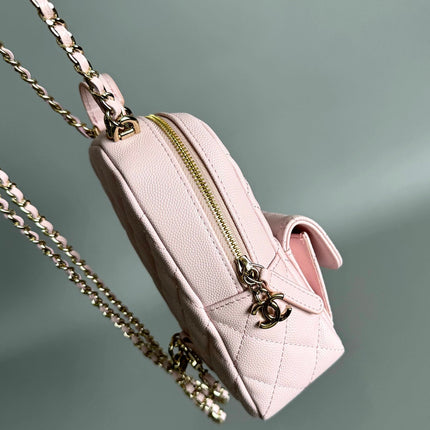 CC MINI 18 BACKPACK PINK CAVIAR LIGHT GOLD HARDWARE