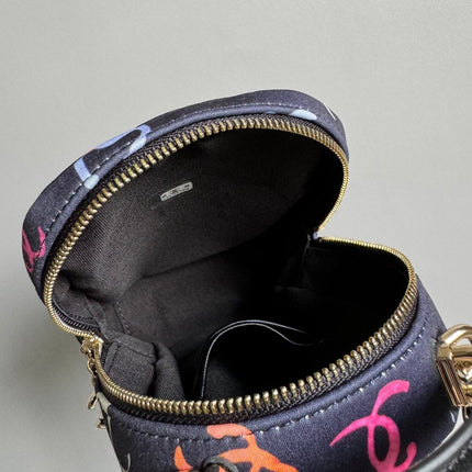 CC BACKPACK 18CM BLACK & MANY OTHER COLORS PRINTED FABRIC GOLD HARDWARE