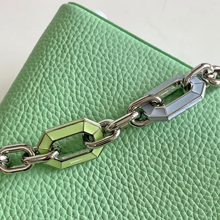CAPUCINES BB 27 IN LIGHT GREEN TAURILLON SILVER HARDWARE