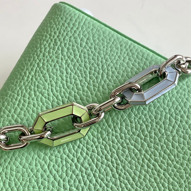 CAPUCINES BB 27 IN LIGHT GREEN TAURILLON SILVER HARDWARE