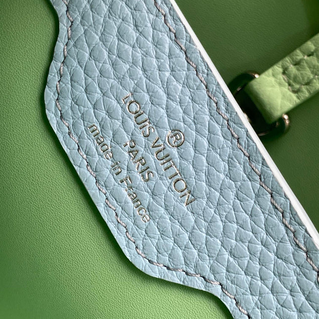 CAPUCINES BB 27 IN LIGHT GREEN TAURILLON SILVER HARDWARE