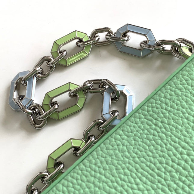 CAPUCINES MINI 21 IN LIGHT GREEN TAURILLON SILVER HARDWARE