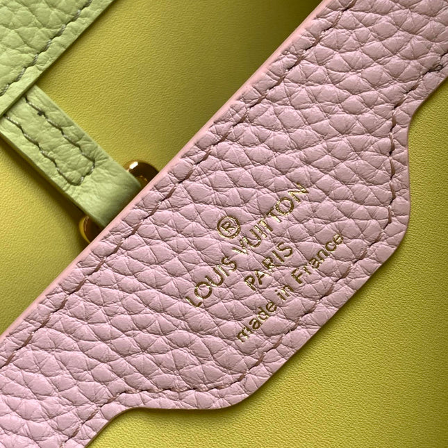 CAPUCINES BB 27 IN PEAR GREEN TAURILLON GOLD HARDWARE