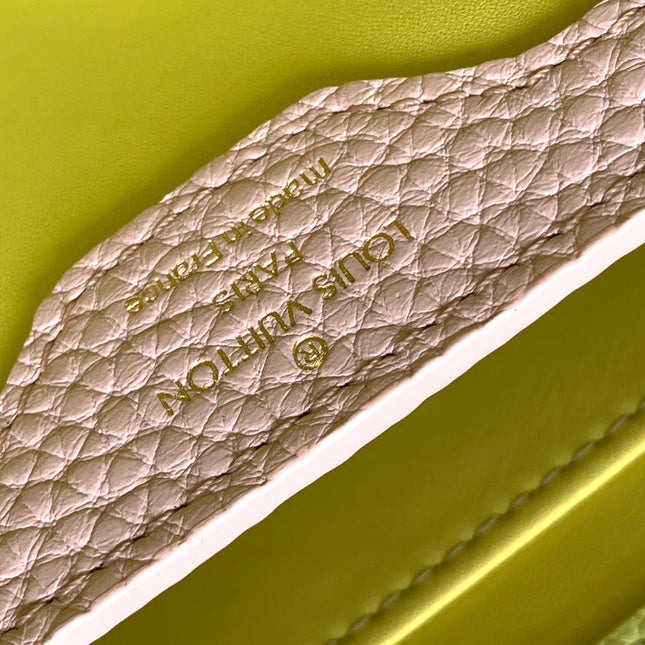 CAPUCINES MINI 21 IN PEAR GREEN TAURILLON GOLD HARDWARE