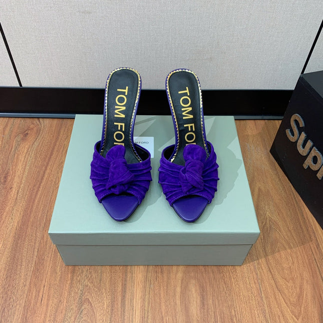 HIGH HEEL MULE 10 CM IN INDIGO PURPLE SUEDE