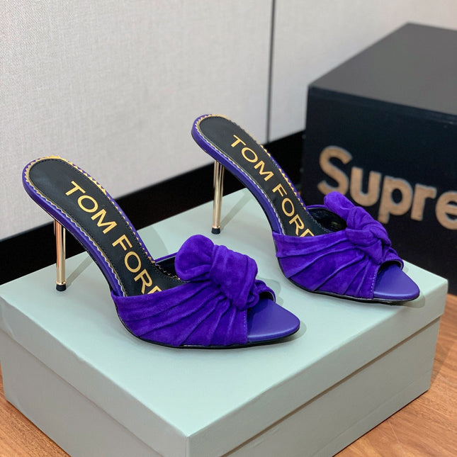 HIGH HEEL MULE 10 CM IN INDIGO PURPLE SUEDE