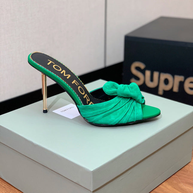 HIGH HEEL MULE 10 CM IN TEAL GREEN SUEDE