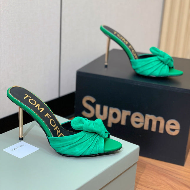 HIGH HEEL MULE 10 CM IN TEAL GREEN SUEDE