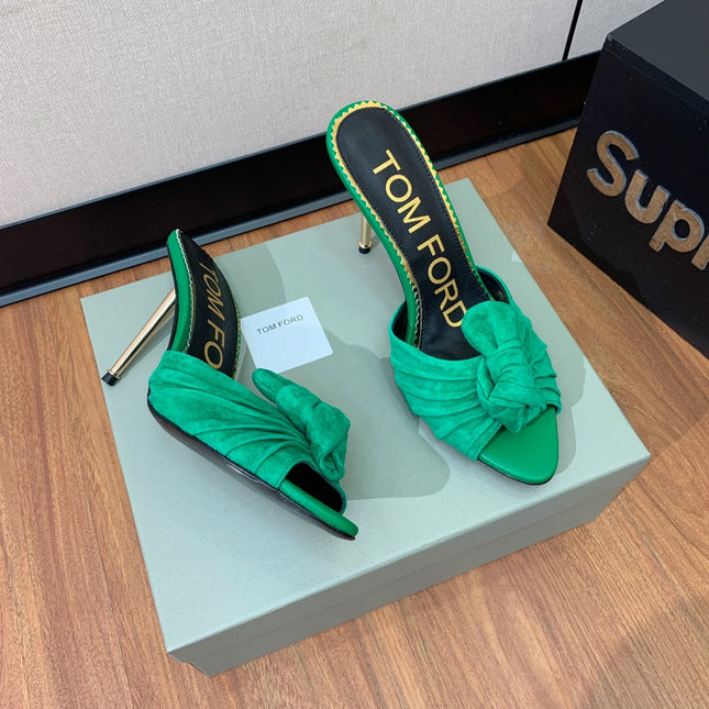 HIGH HEEL MULE 10 CM IN TEAL GREEN SUEDE