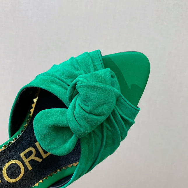 HIGH HEEL MULE 10 CM IN TEAL GREEN SUEDE