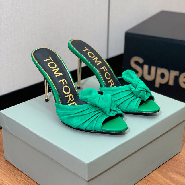 HIGH HEEL MULE 10 CM IN TEAL GREEN SUEDE