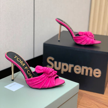 HIGH HEEL MULE 10 CM IN BRIGHT PINK SUEDE