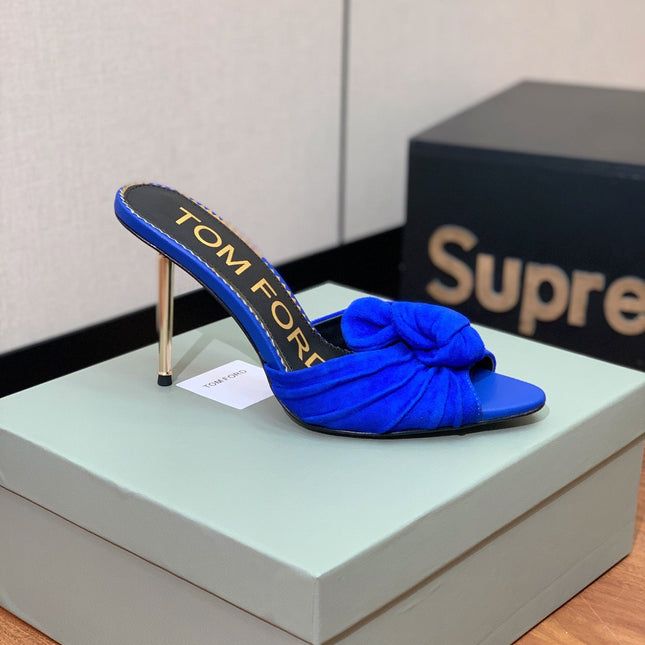 HIGH HEEL MULE 10 CM IN COBALT BLUE SUEDE