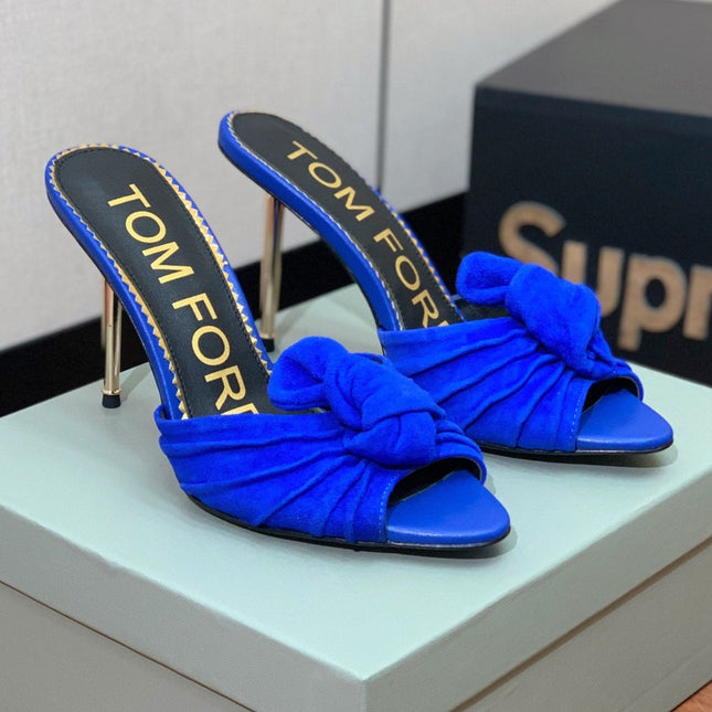 HIGH HEEL MULE 10 CM IN COBALT BLUE SUEDE