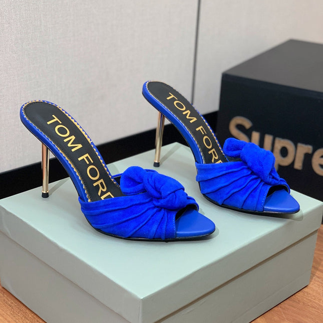 HIGH HEEL MULE 10 CM IN COBALT BLUE SUEDE
