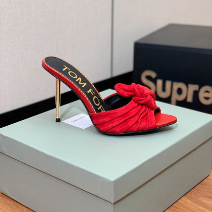 HIGH HEEL MULE 10 CM IN CHERRY RED SUEDE