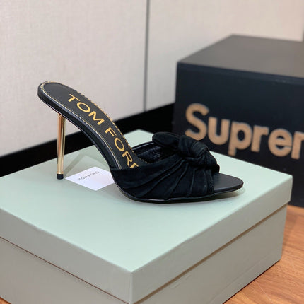 HIGH HEEL MULE 10 CM IN BLACK SUEDE