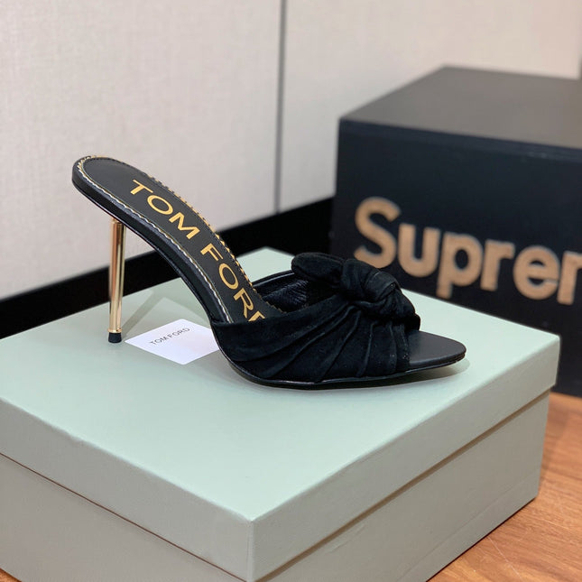 HIGH HEEL MULE 10 CM IN BLACK SUEDE