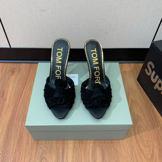 HIGH HEEL MULE 10 CM IN BLACK SUEDE