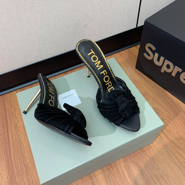 HIGH HEEL MULE 10 CM IN BLACK SUEDE