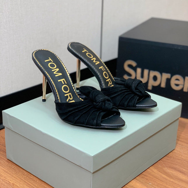 HIGH HEEL MULE 10 CM IN BLACK SUEDE
