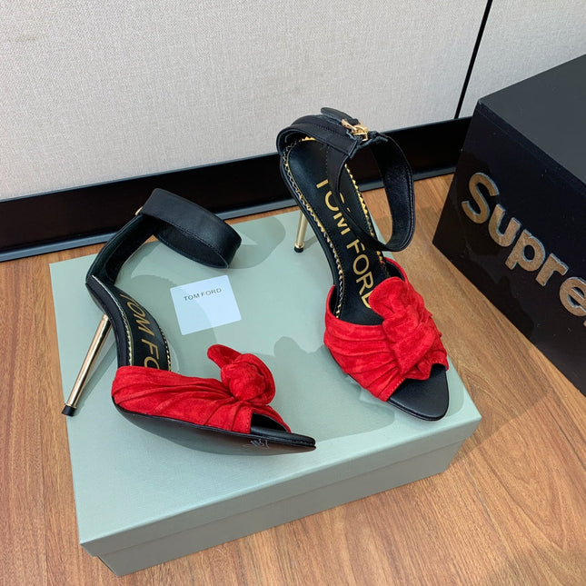 HIGH SANDAL 10 CM IN CHERRY RED SUEDE