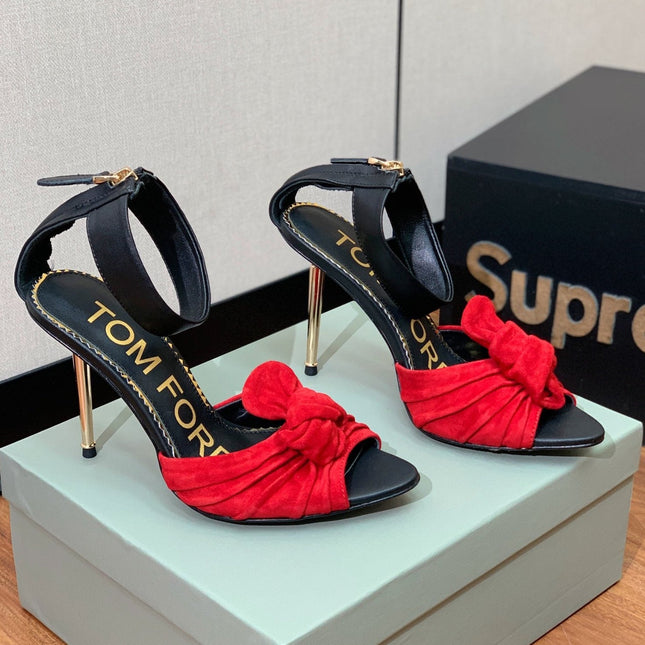 HIGH SANDAL 10 CM IN CHERRY RED SUEDE