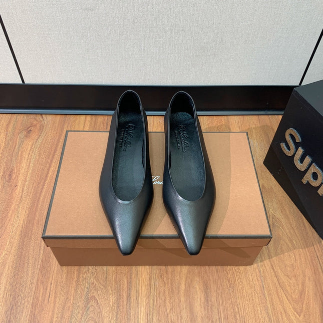 LP REBECCA BALLERINAS BLACK CALFSKIN